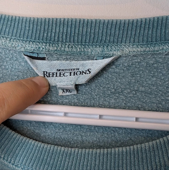 Vintage Northern Reflections Worn In Teal Crew Neck Sweater Women XXL - Picture 3 of 8